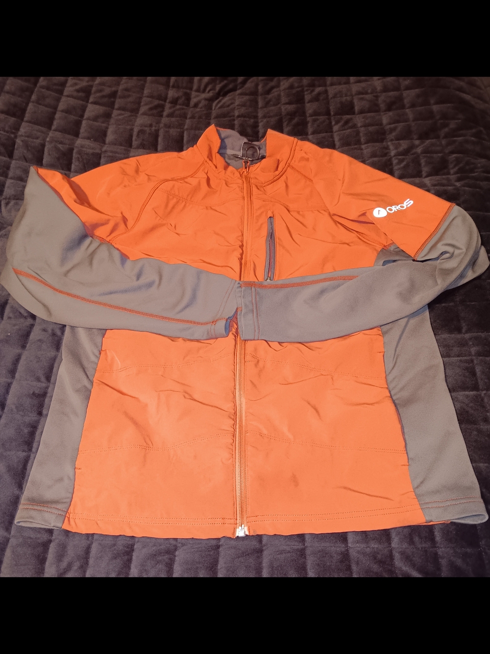 Men's Oros Orange and Gray Lightweight Zip Jacket